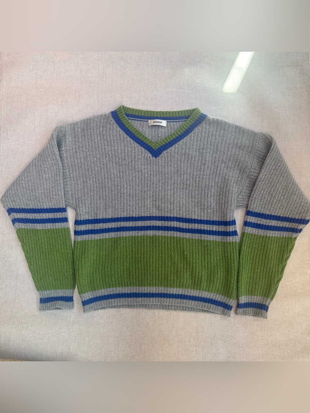 Danielle Guizio Oversized Varsity V-Neck Sweater S/XS | Worn by Zendaya Euphoria